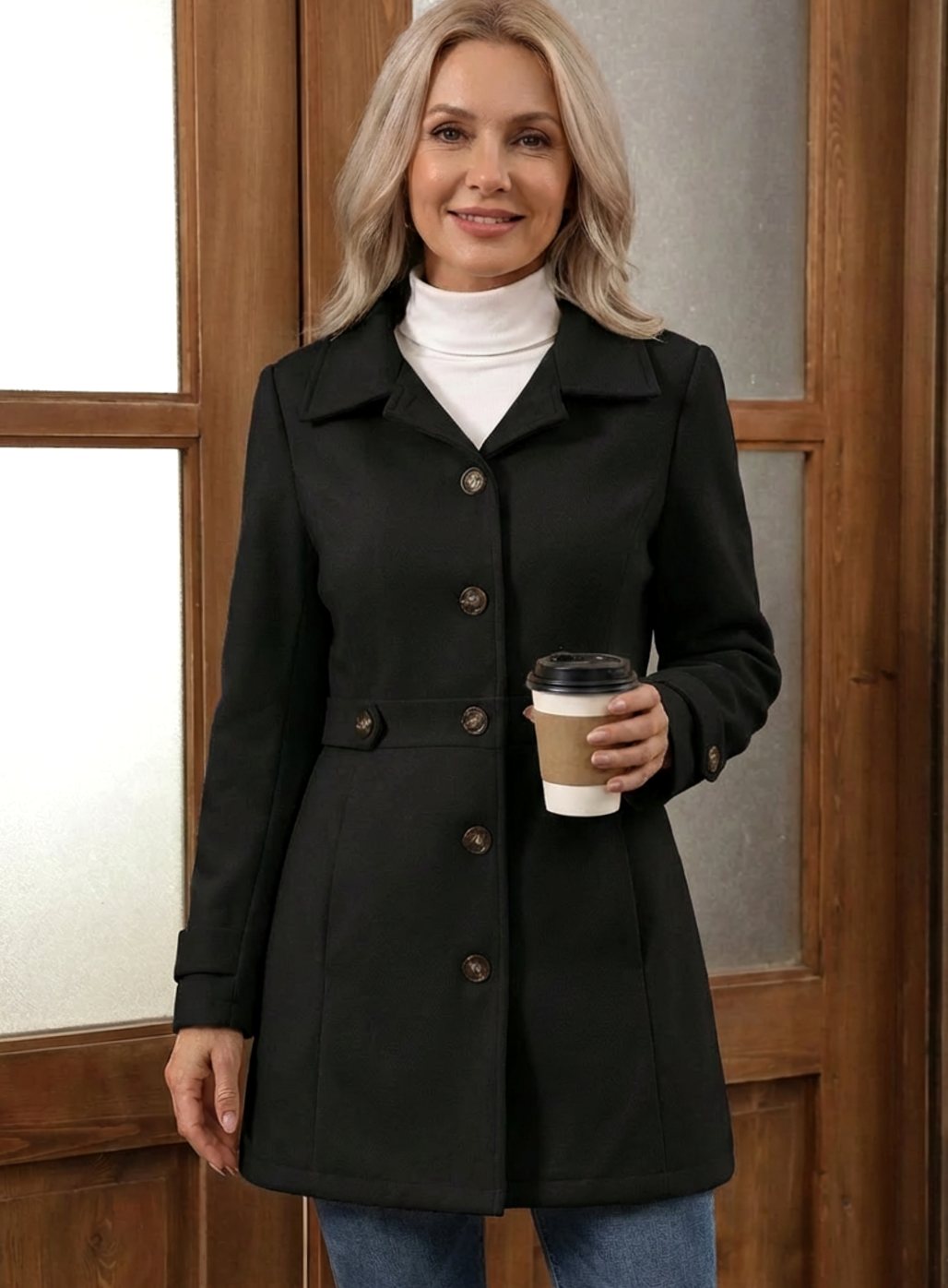Cappotto Corto Donna Sciancrato Svasato con Cintura