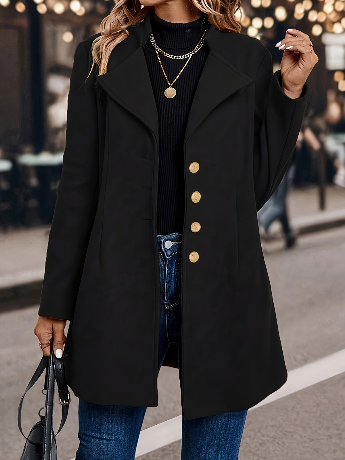 Cappotto Sciancrato Donna con Bottoni Dorati