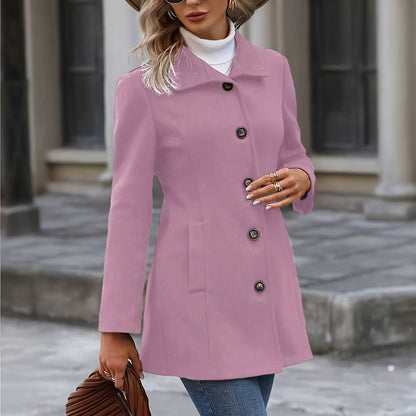 Cappotto Donna Sciancrato con Collo alla Coreana