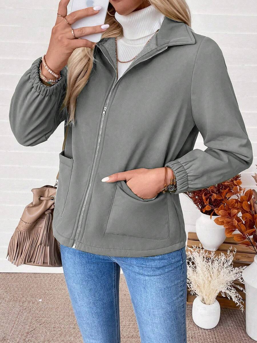 Giacca Donna Foderata in Pile Sherpa con Zip