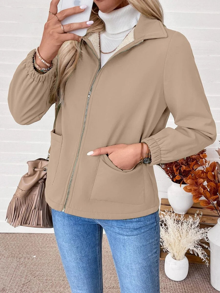 Giacca Donna Foderata in Pile Sherpa con Zip