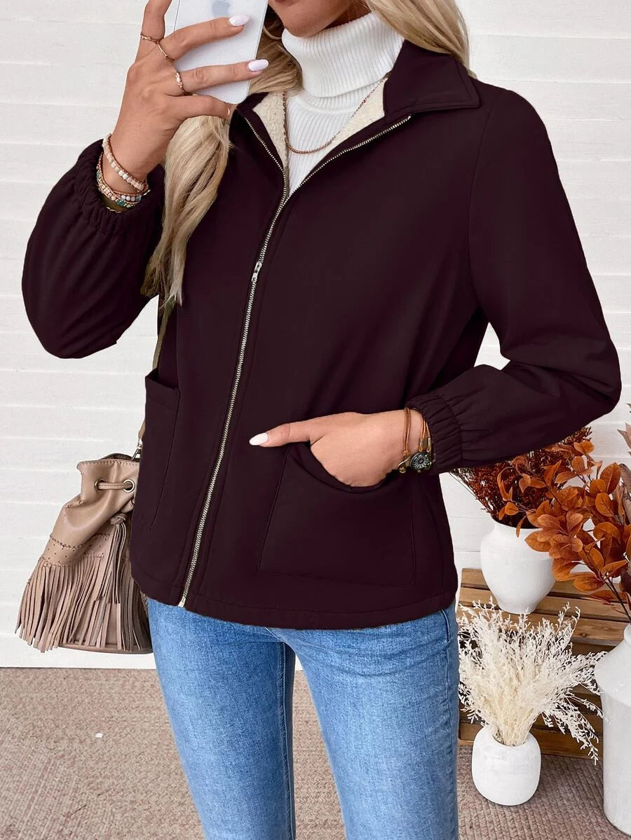 Giacca Donna Foderata in Pile Sherpa con Zip