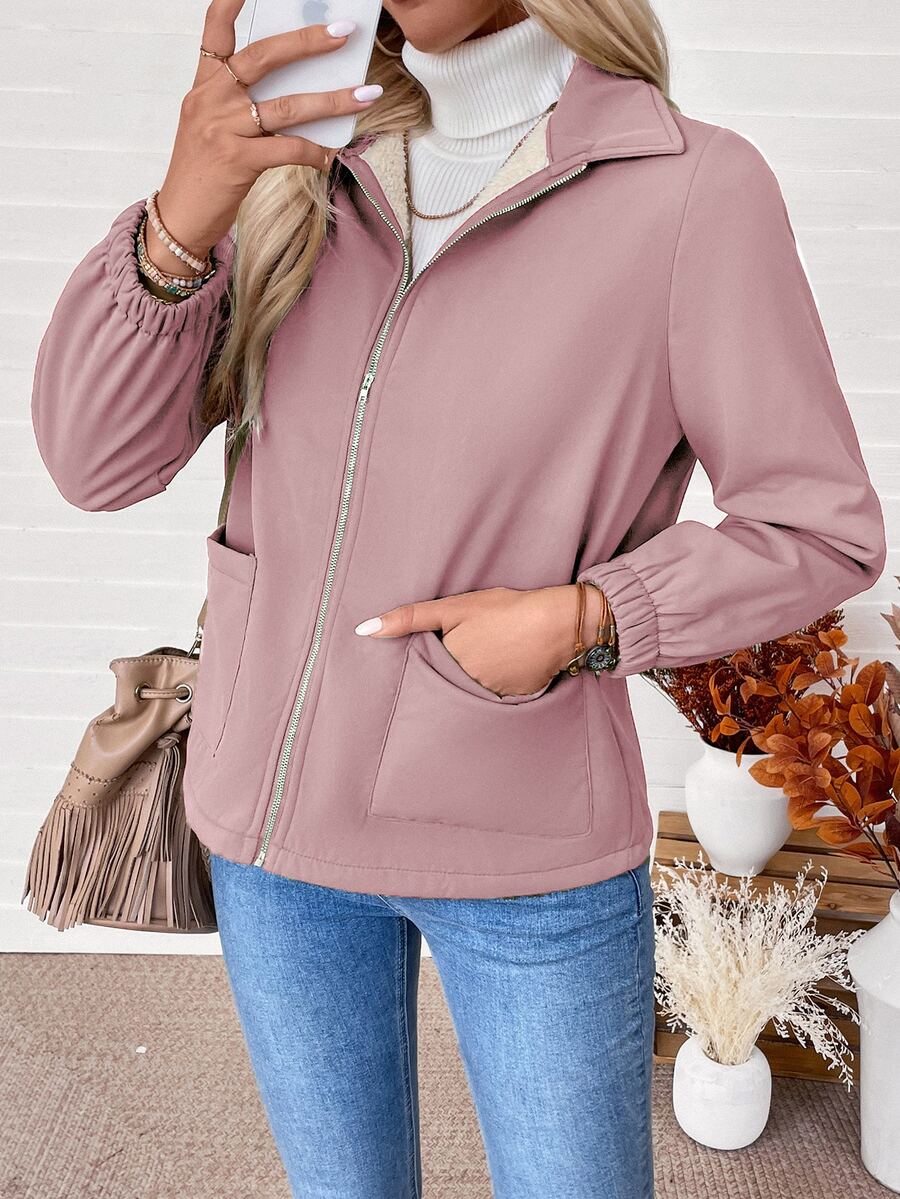 Giacca Donna Foderata in Pile Sherpa con Zip