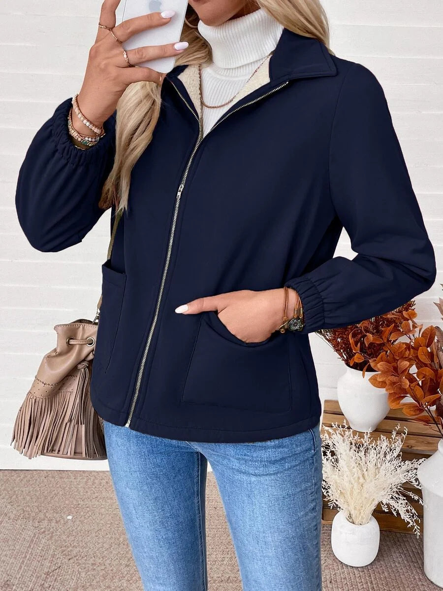 Giacca Donna Foderata in Pile Sherpa con Zip
