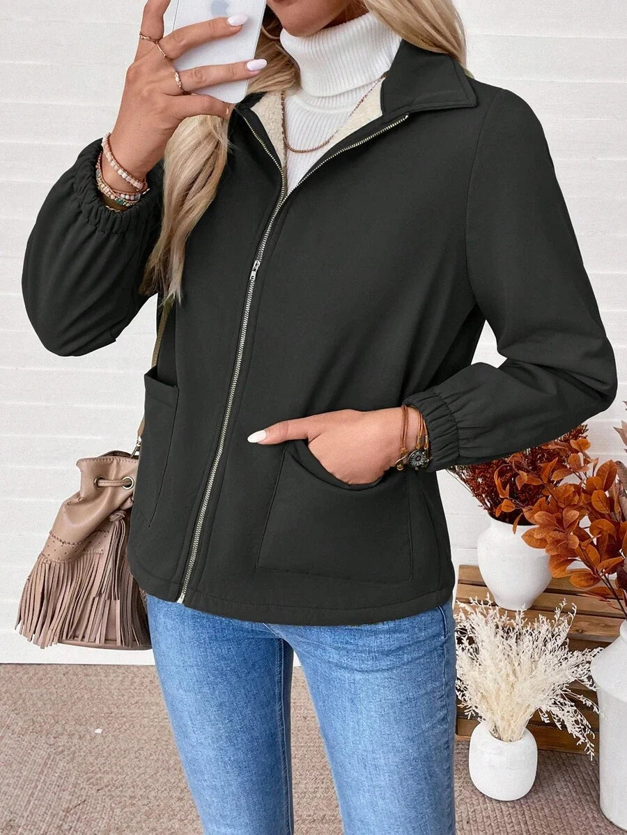 Giacca Donna Foderata in Pile Sherpa con Zip