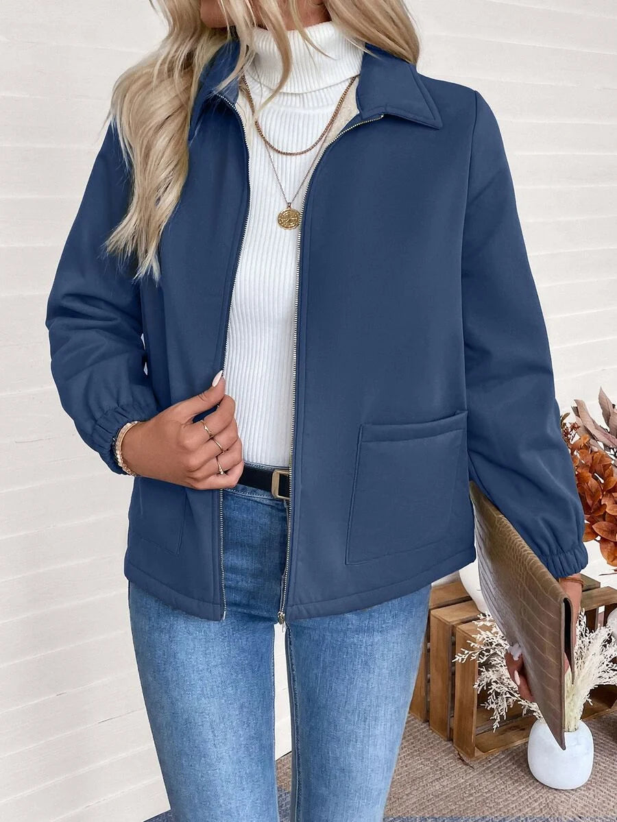 Giacca Donna Foderata in Pile Sherpa con Zip