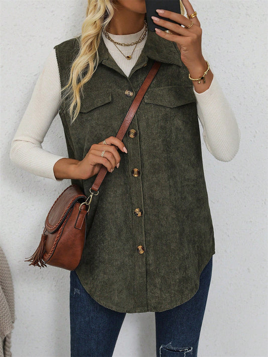 Gilet Casual Elegante a Coste per Donna