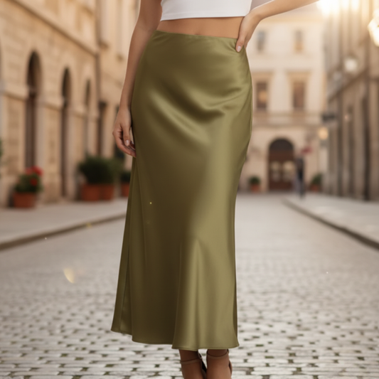 Gonna Lunga Elegante in Raso Estivo da Donna