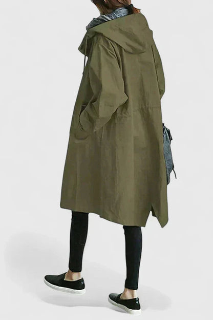 Cappotto Donna con Cappuccio Antipioggia Ampio
