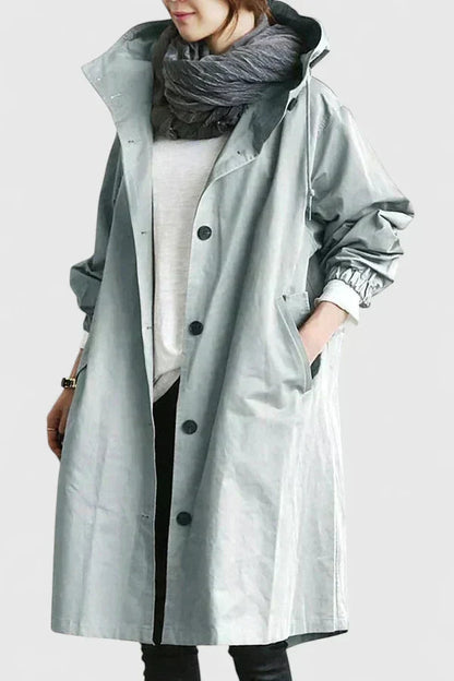 Cappotto Donna con Cappuccio Antipioggia Ampio