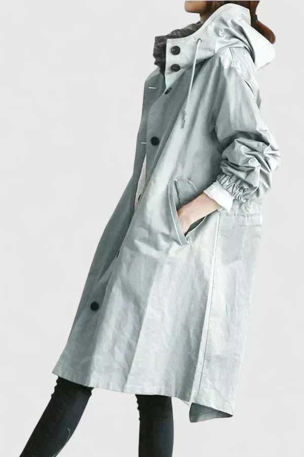 Cappotto Donna con Cappuccio Antipioggia Ampio