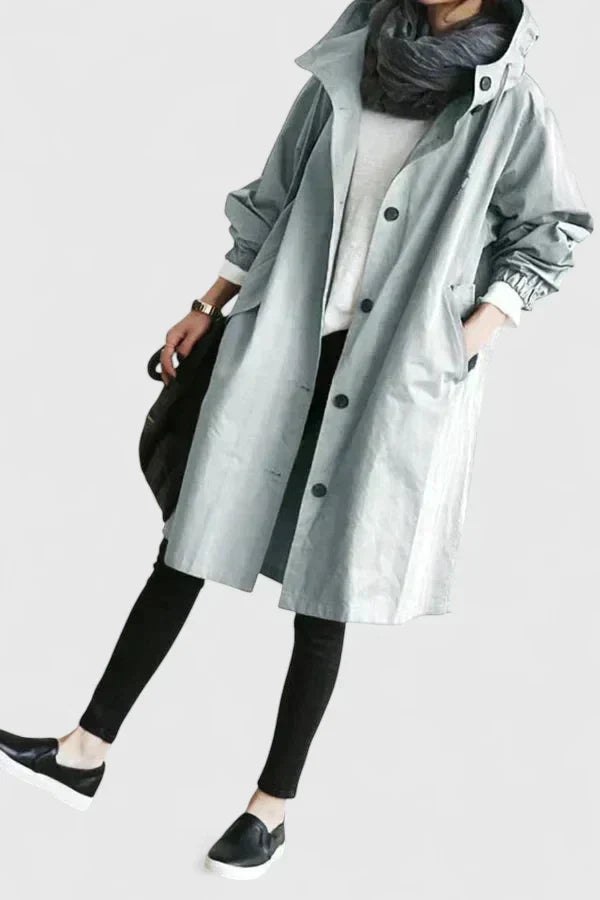 Cappotto Donna con Cappuccio Antipioggia Ampio