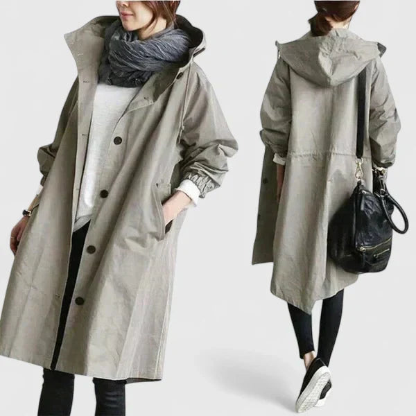 Cappotto Donna con Cappuccio Antipioggia Ampio