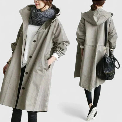 Cappotto Donna con Cappuccio Antipioggia Ampio
