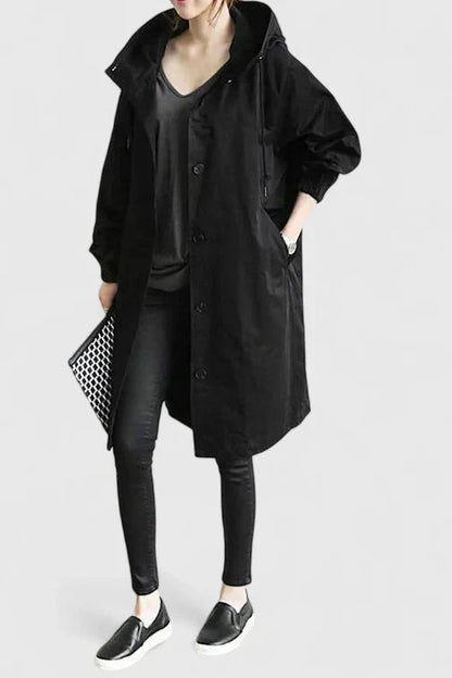 Cappotto Donna con Cappuccio Antipioggia Ampio