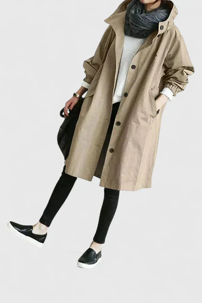 Cappotto Donna con Cappuccio Antipioggia Ampio