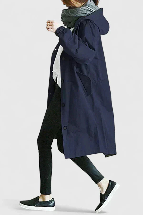 Cappotto Donna con Cappuccio Antipioggia Ampio