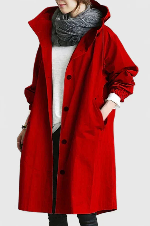 Cappotto Donna con Cappuccio Antipioggia Ampio