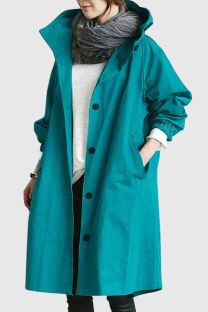 Cappotto Donna con Cappuccio Antipioggia Ampio