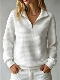 Felpa Donna Mezza Zip Trapuntata con Colletto
