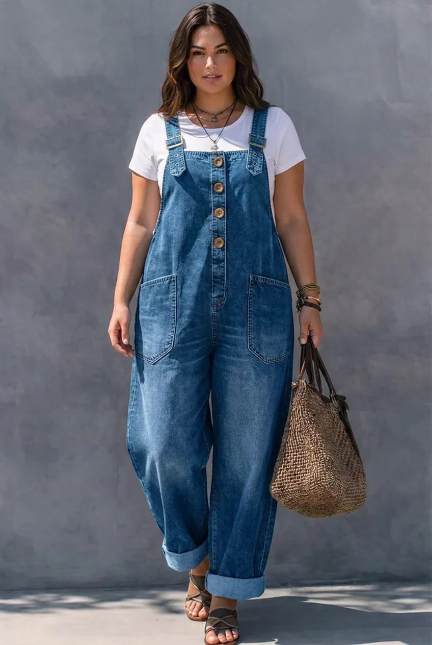 Tuta Intera Donna Jeans Vita Elastica Morbida