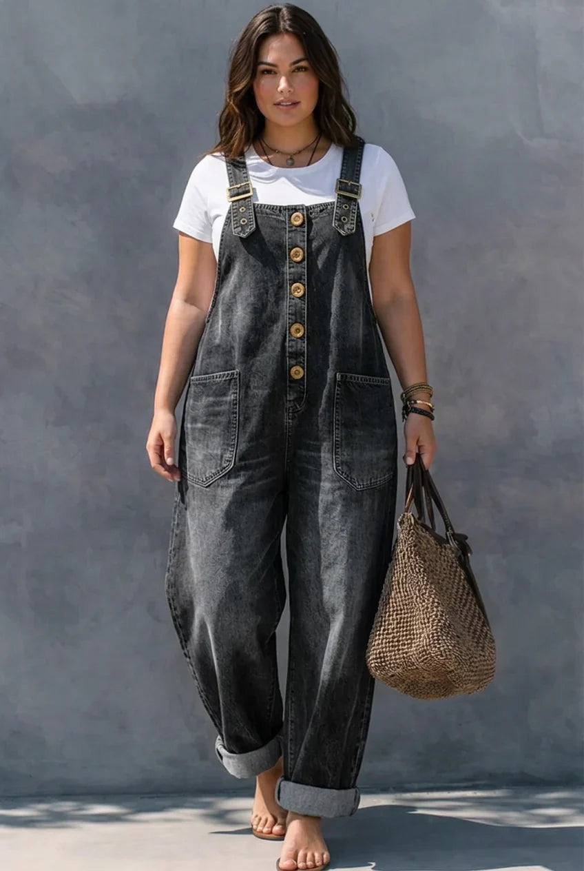 Tuta Intera Donna Jeans Vita Elastica Morbida