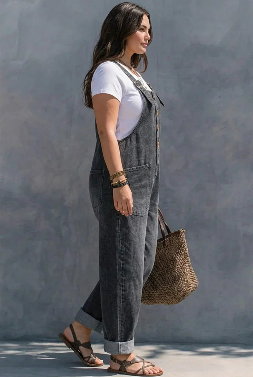 Tuta Intera Donna Jeans Vita Elastica Morbida