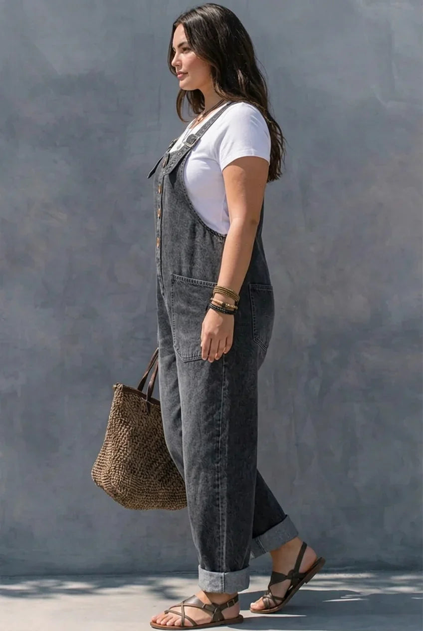 Tuta Intera Donna Jeans Vita Elastica Morbida