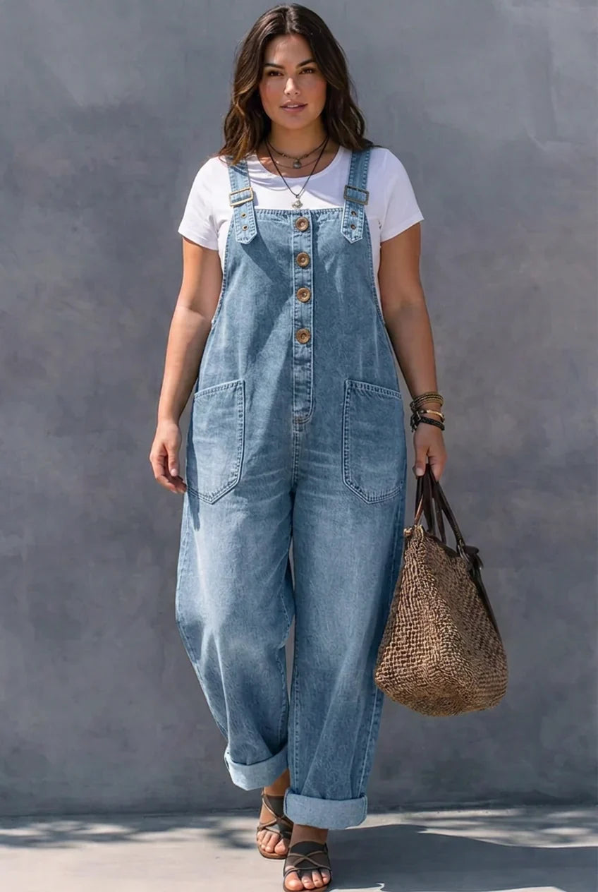 Tuta Intera Donna Jeans Vita Elastica Morbida