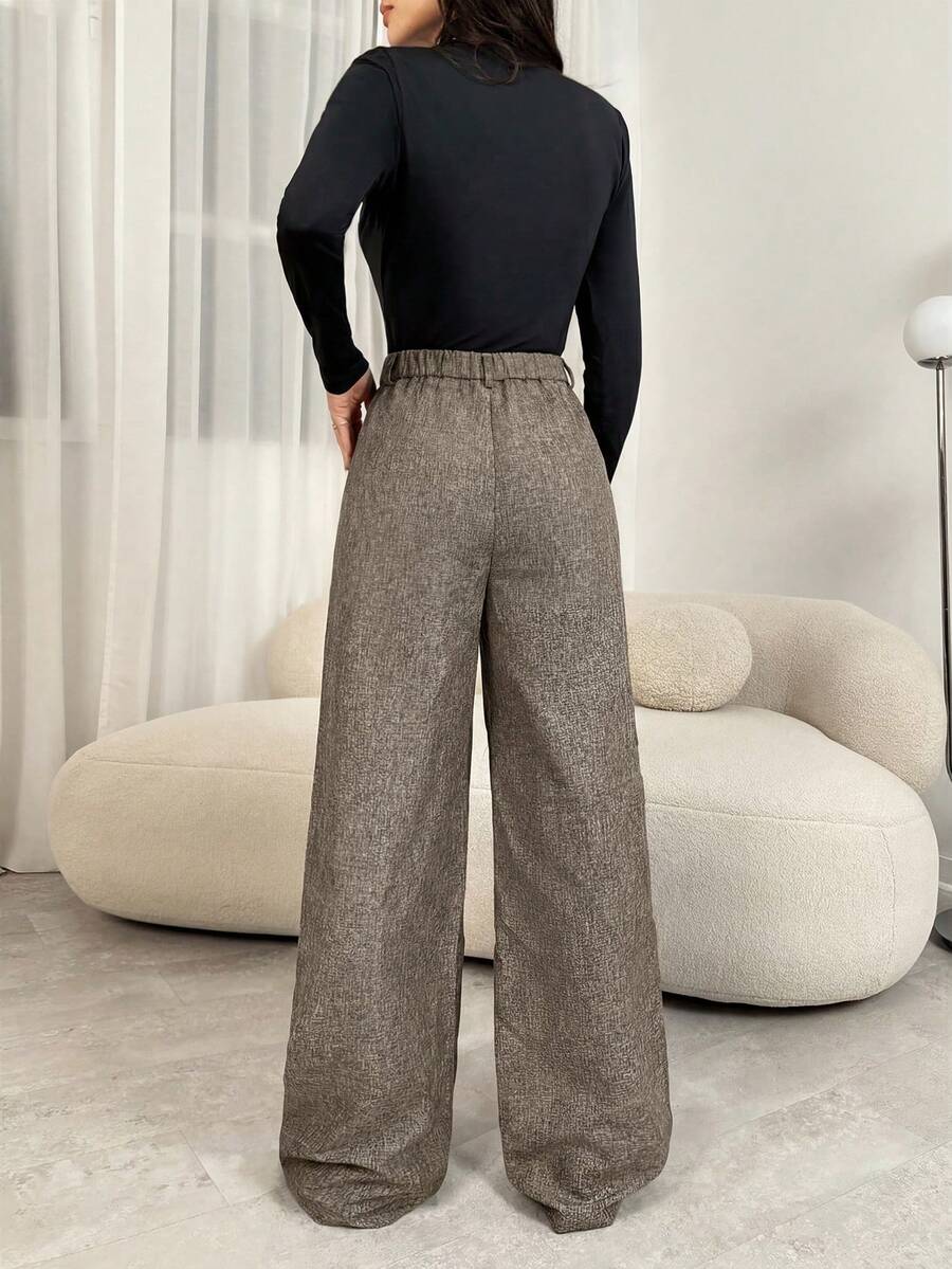 Pantaloni Palazzo Donna con Pinces Tessuto Mélange