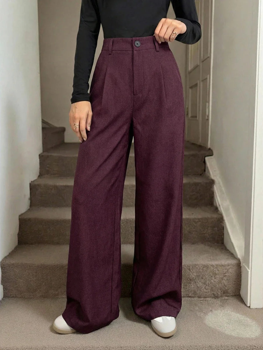Pantaloni Palazzo Donna con Pinces Tessuto Mélange