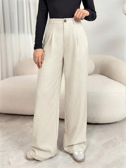 Pantaloni Palazzo Donna con Pinces Tessuto Mélange