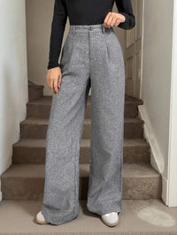 Pantaloni Palazzo Donna con Pinces Tessuto Mélange