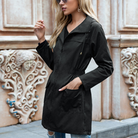 Giacca Antipioggia Donna con Cappuccio Vita Elastica