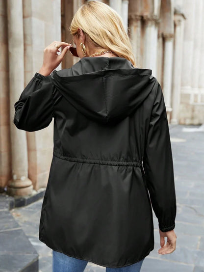Giacca a Vento Donna con Cappuccio e Coulisse