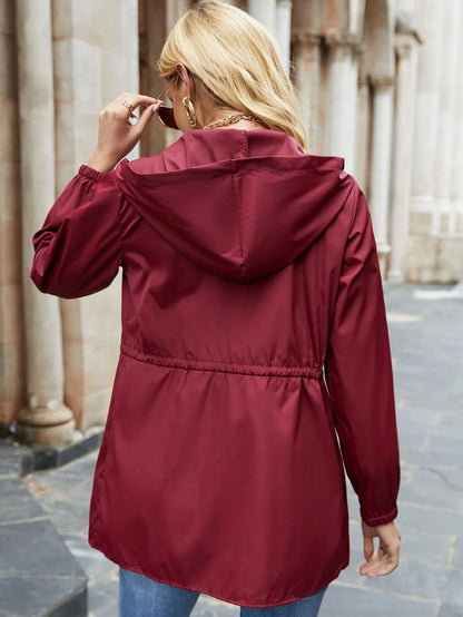 Giacca a Vento Donna con Cappuccio e Coulisse