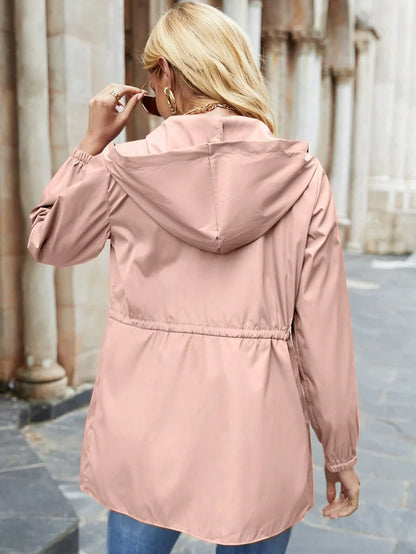 Giacca a Vento Donna con Cappuccio e Coulisse