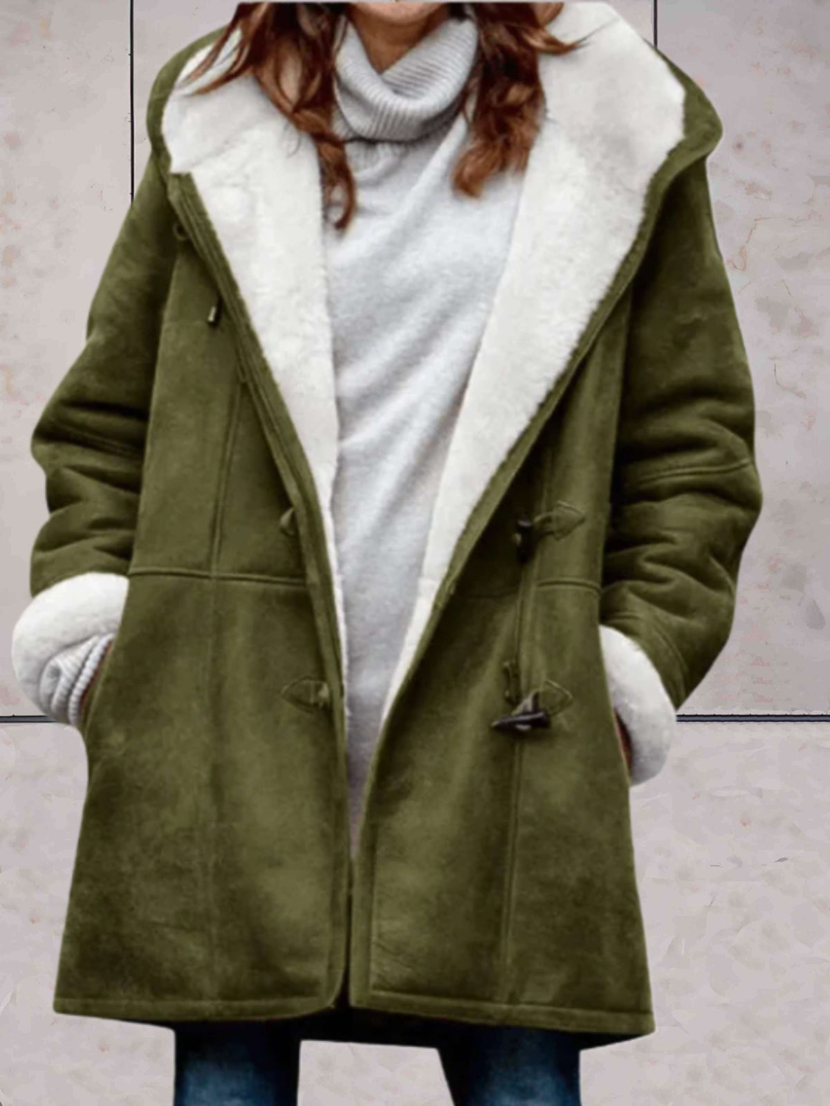 Cappotto Montgomery Donna Effetto Scamosciato con Cappuccio
