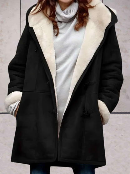 Cappotto Montgomery Donna Effetto Scamosciato con Cappuccio