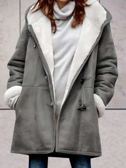 Cappotto Montgomery Donna Effetto Scamosciato con Cappuccio