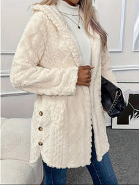 Giacca Teddy Donna con Cappuccio e Bottoni Dorati