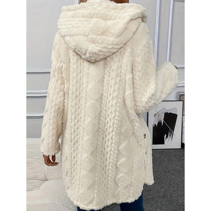 Giacca Teddy Donna con Cappuccio e Bottoni Dorati