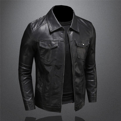 Giacca Biker Uomo Nera con Collo alla Coreana