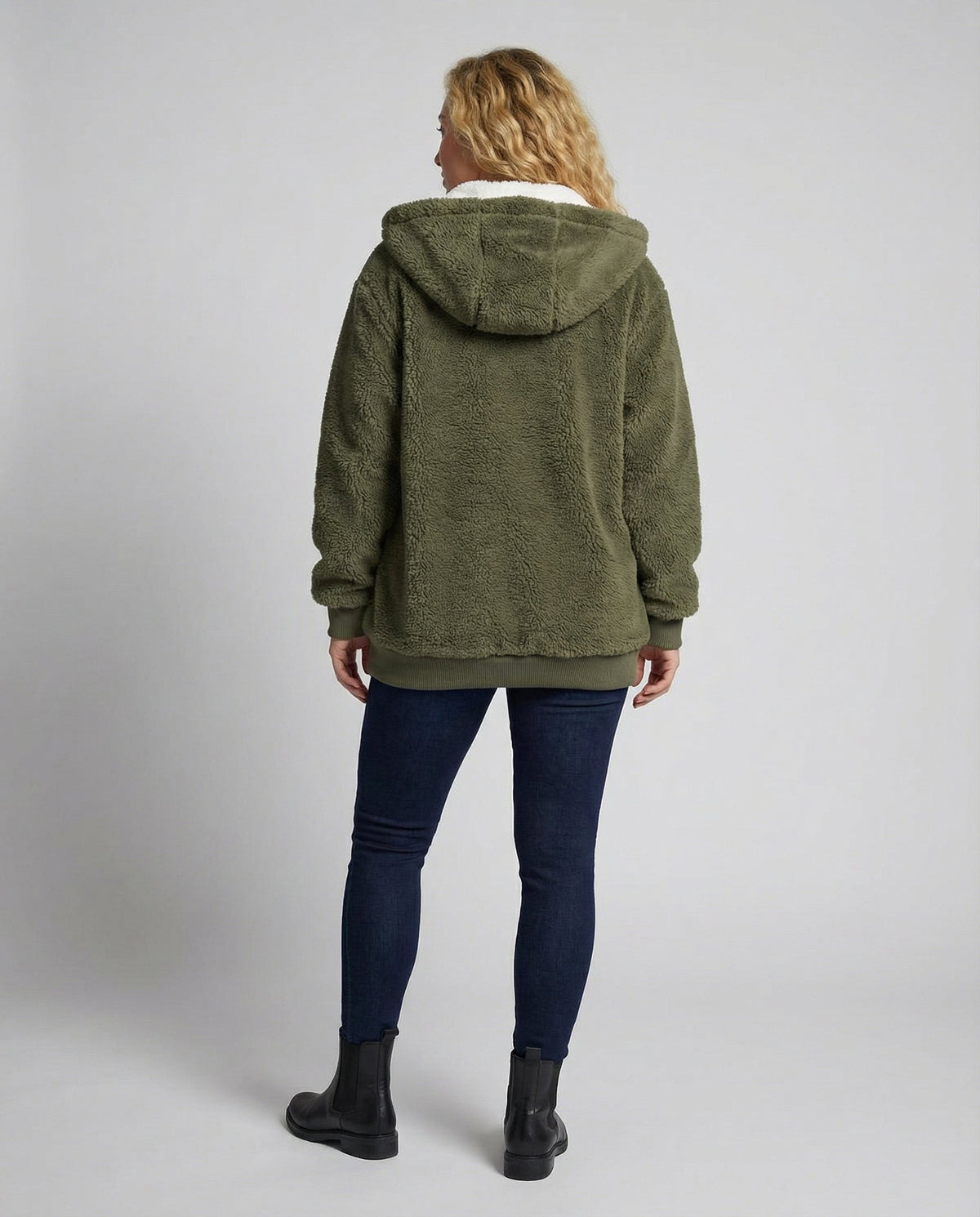 Giacca Sherpa Donna Zip Intera con Cappuccio