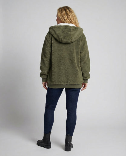 Giacca Sherpa Donna Zip Intera con Cappuccio