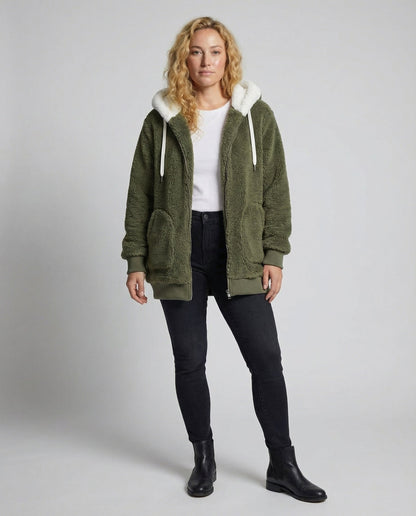 Giacca Sherpa Donna Zip Intera con Cappuccio