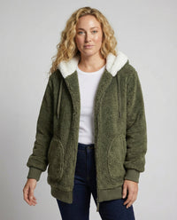 Giacca Sherpa Donna Zip Intera con Cappuccio