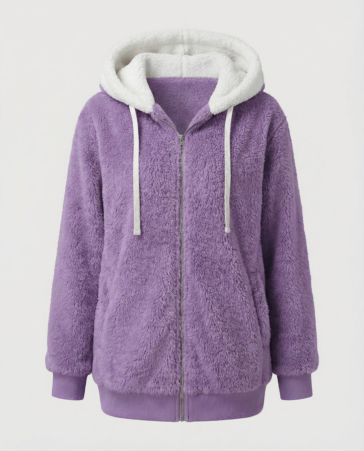 Giacca Sherpa Donna Zip Intera con Cappuccio