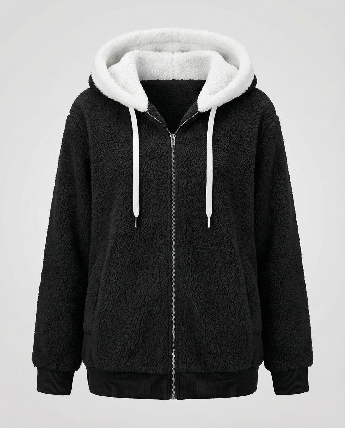 Giacca Sherpa Donna Zip Intera con Cappuccio