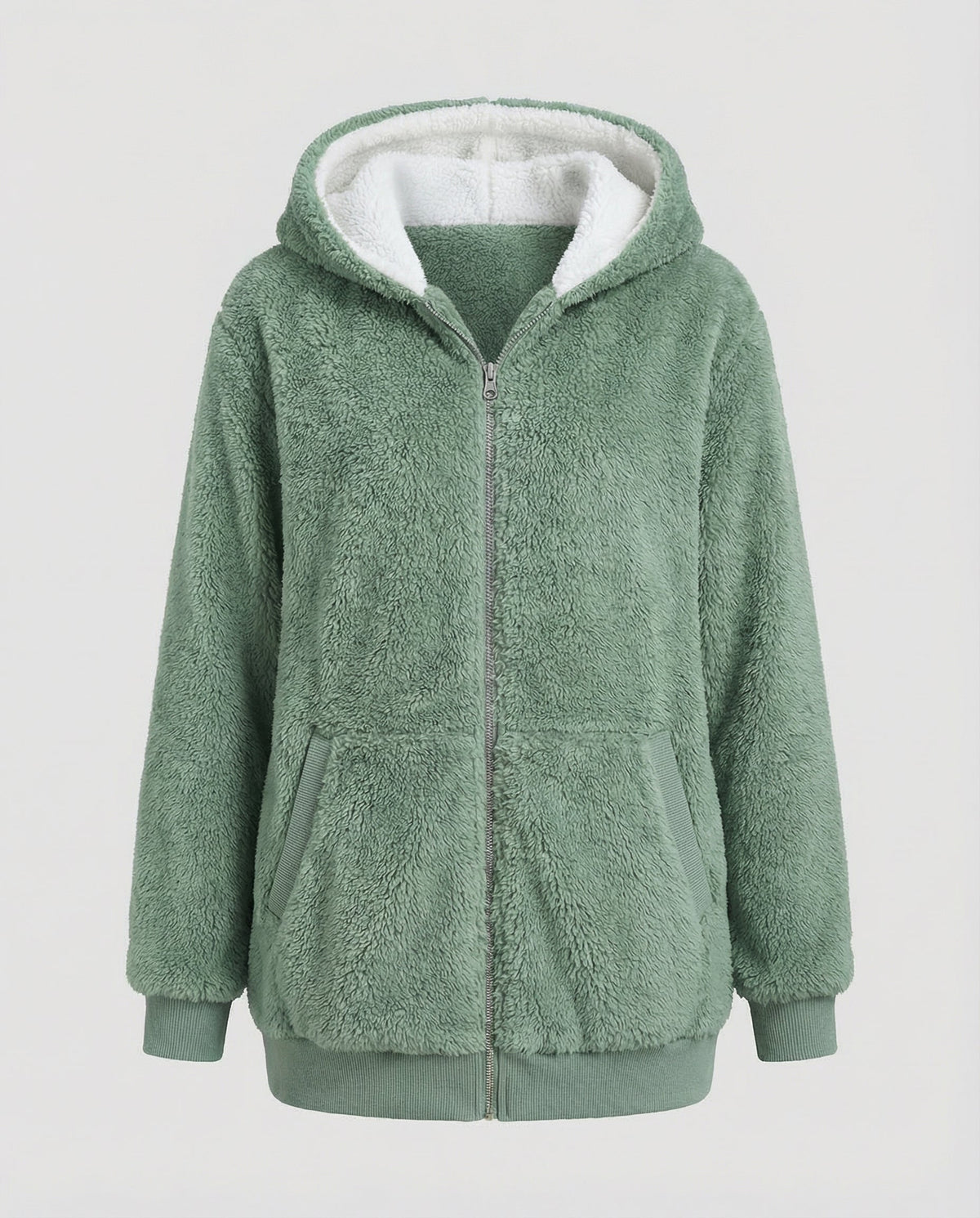 Giacca Sherpa Donna Zip Intera con Cappuccio